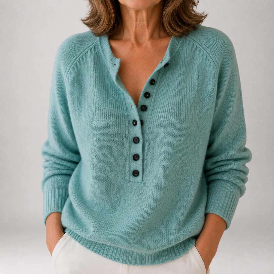תושיה™ | סוודר הנלי עם רכיסת כפתורים