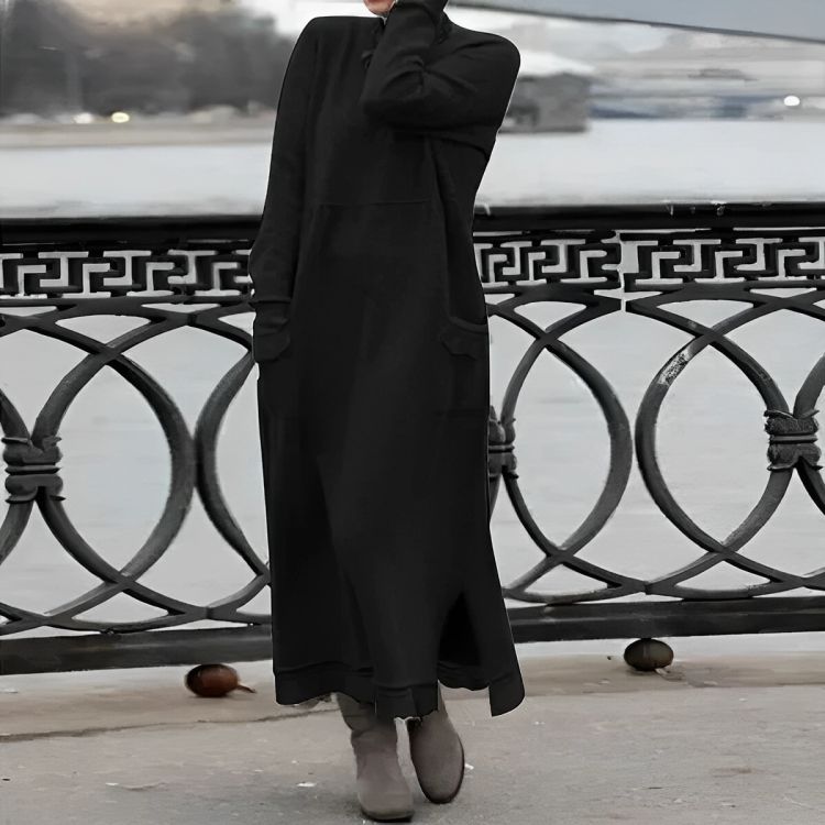 חנה | שמלת מקסי סרוגה עם שרוולים ארוכים