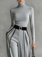 ענת | סט גולף שרוול ארוך עם מכנסיים רחבים וחגורה